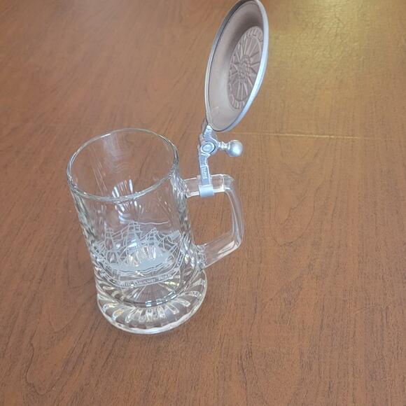 Glass Beer Stein Salem Ship Grand Turk 1786 ALWE W Germany Tankard Pewter Lid - Picture 14 of 14